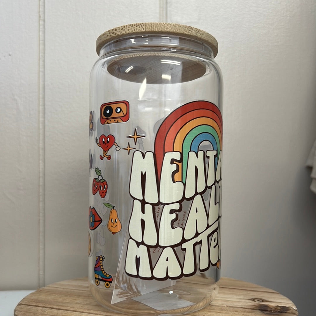 Mental Health Matters Retro Glass Can