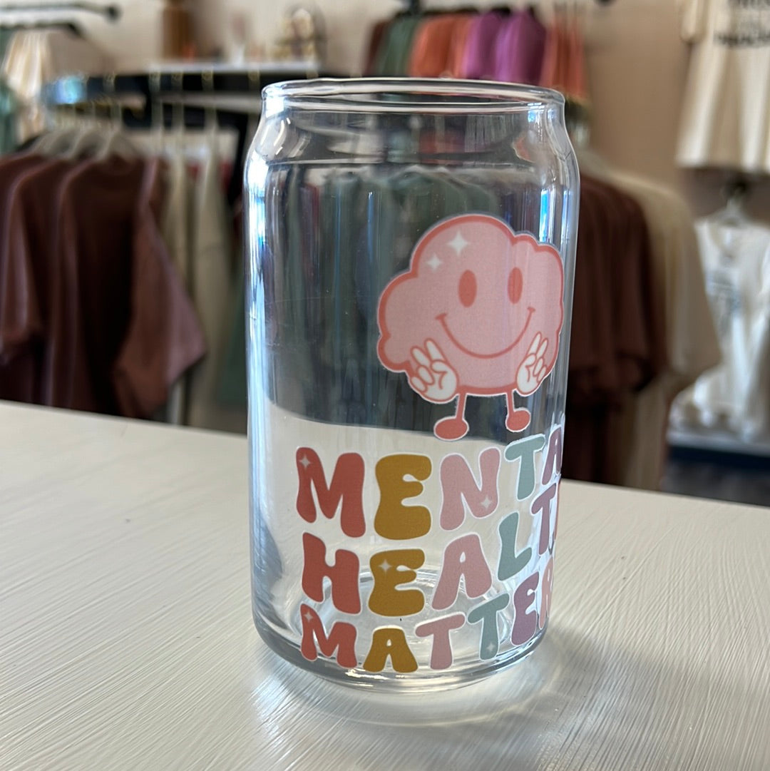 Manny the Brain Mental Health Matters Glass Can