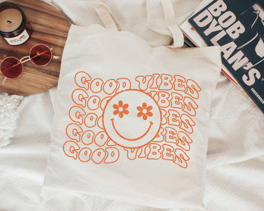 Good Vibes Tote, Positive Tote Bag, Summer Tote Bag